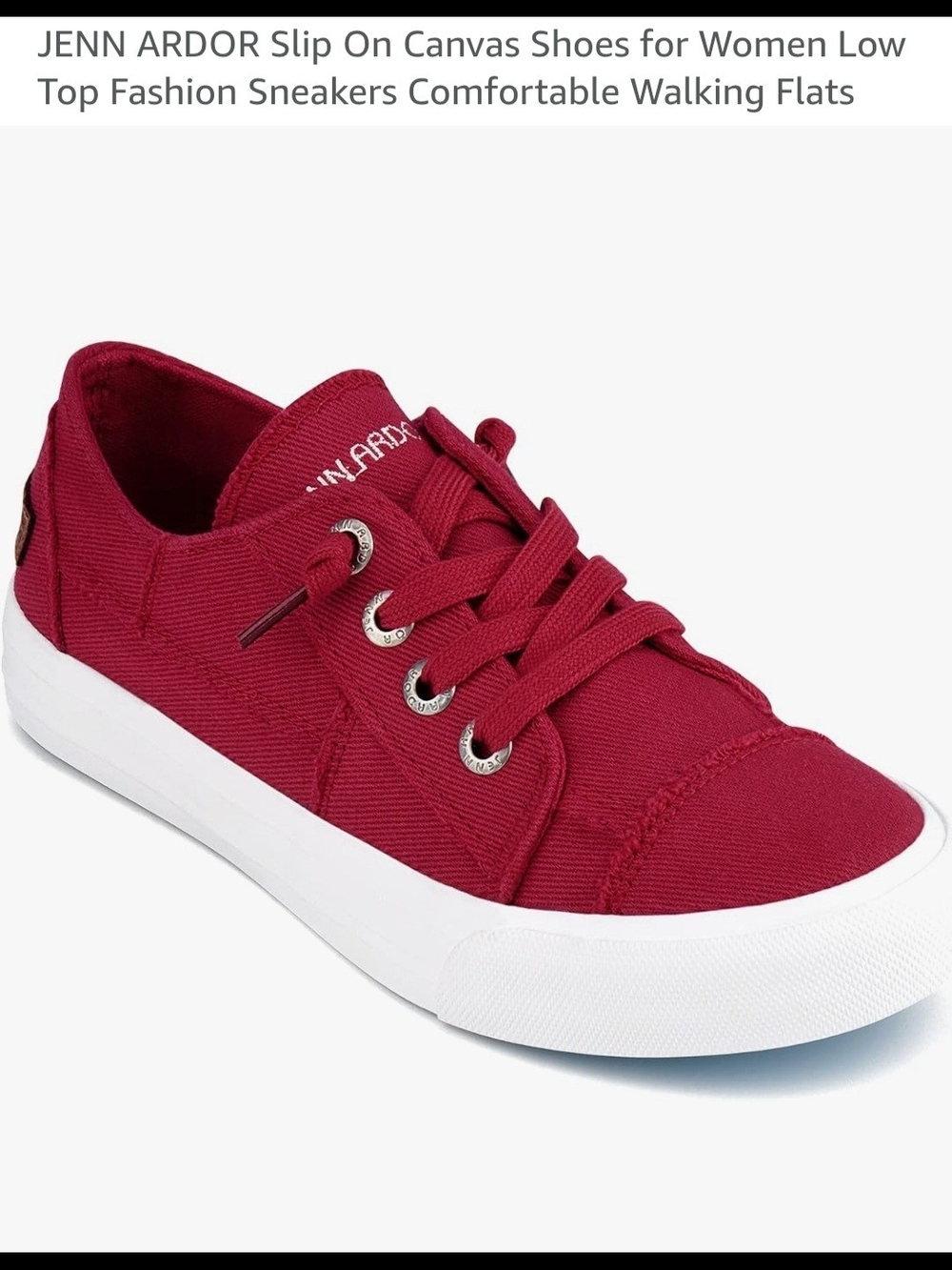 Jenn Ardor Women's Low Top Lace-Up Sneakers in Burgundy and White